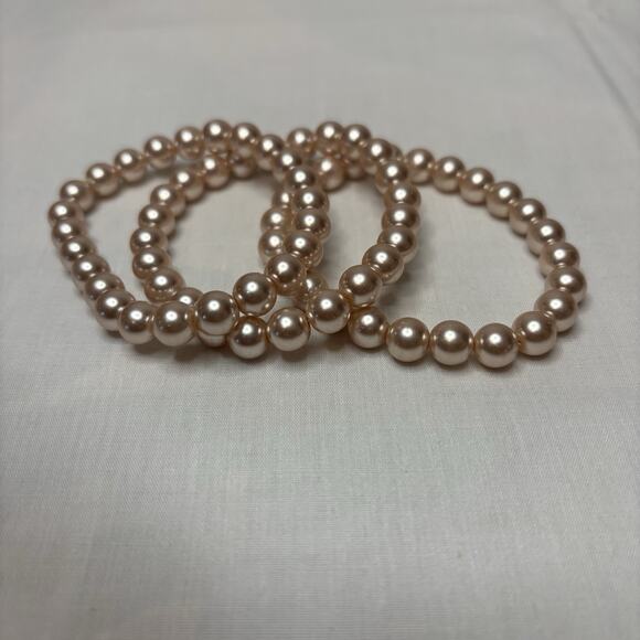 Pink Fresh Water Pearl Bracelet‎ Set of 3 Stretchy - Picture 4 of 7